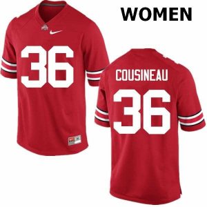 Women's Ohio State Buckeyes #36 Tom Cousineau Red Nike NCAA College Football Jersey Breathable IAZ4744IP